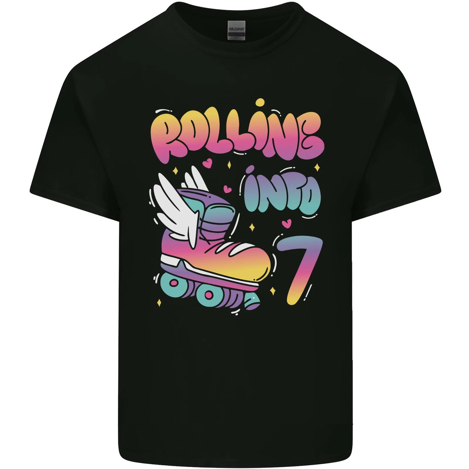 7th Birthday Roller Skating 7 Year Old Kids T-Shirt Childrens 4XL