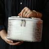 First Layer Cowhide Crocodile Pattern Makeup Bag Large Capacity Women Travel Toiletry Carry Case Classic Organizr Cosmetic Pouch