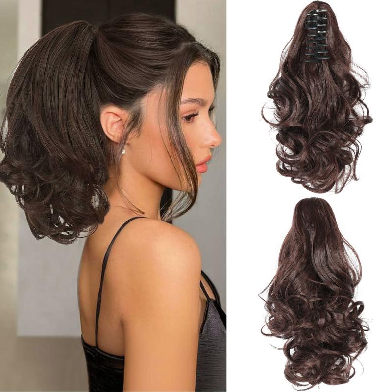 Claw Clip In Ponytail Extension Synthetic Hairpiece Curly Wavy Hair Extension 15 Inch Long Ponytail Hairpieces For Women Girl