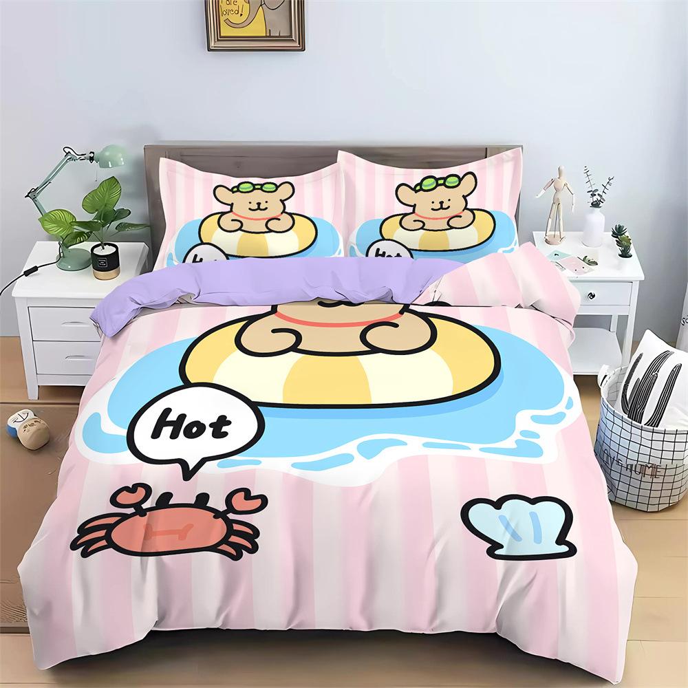 Comforter New Cartoon Puppy Bedding Set 3D Digital Printed Pug Anime Kids Adult Size