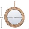 Rustic Frame Woven Mirror, Boho Round Wall Hanging Vintage Rattan for Bedroom