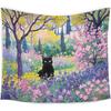 WARDOS Spring Garden Black Cat Tapestry, Cats Lovers Lady Gifts, Cat Mom Grandma Gifts, Vintage Floral Cats Decorative Tapestry Wall Hanging for Home