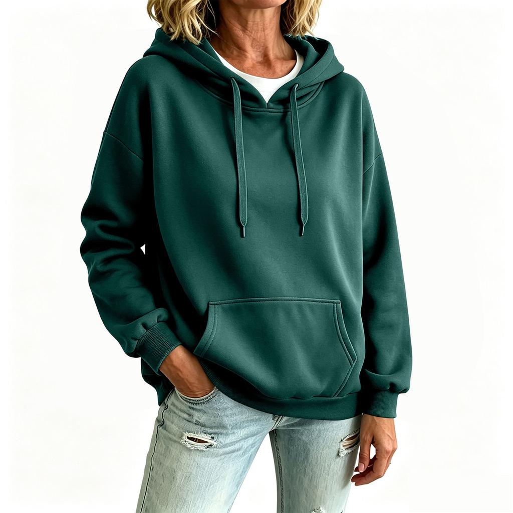 Women's Long Sleeve Hooded Sweatshirt with Pockets for Casual Everyday Wear