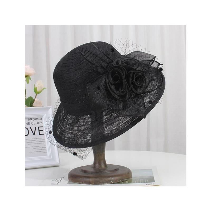 Retro French Hat Socialite British Summer Sun Hat Lace Flower Basin Mesh Sunshade Fisherman Style For Women