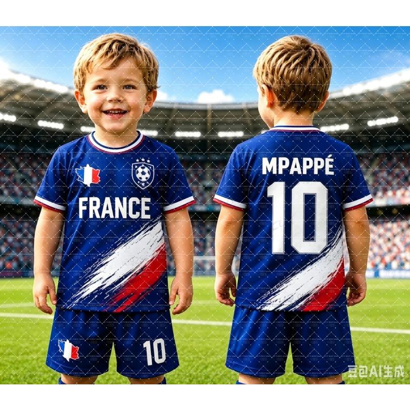 2026 Special Nr. 10 Mbappé Fußballtrikot Shorts Set Damen Frankreich Flagge Fans Shirt und Shorts Sommer Kinder 2-teiliges Set