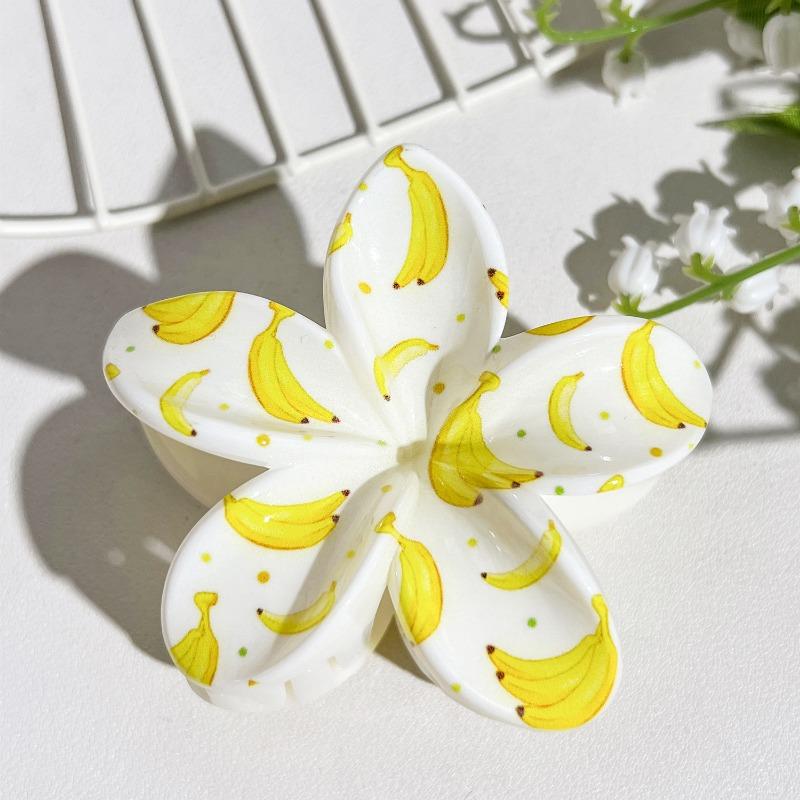 Printed Clips, Egg Flower Fresh and Light Hair Clips Back of The Head Updo Shark Clips
