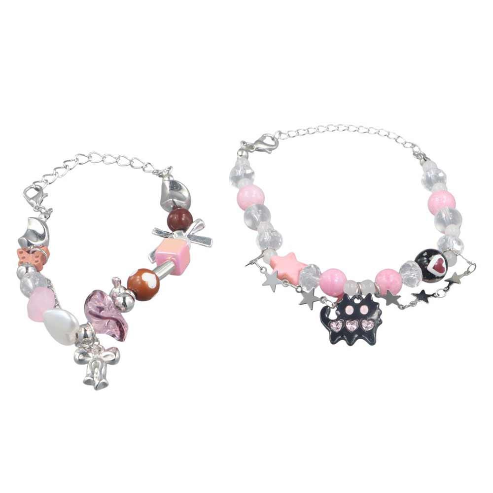Bow Black Cat Heart Bracelet Dopamine 2 Layer Hand Chain Fashion Pentagram Star Bangle Summer