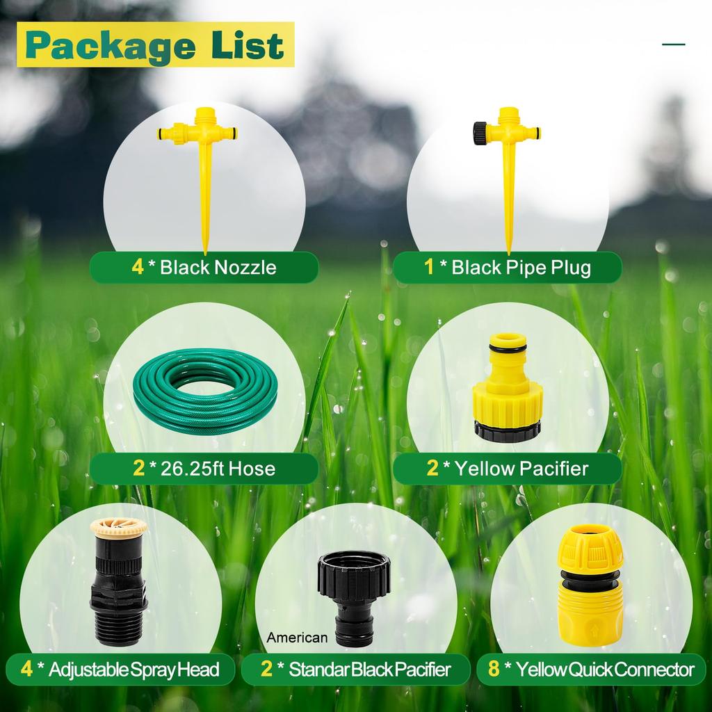 UCINNOVATE Garden Rotating Lawn Sprinkler with Adjustable 16m Irrigation Hose Large Area Coverage Irrigation Dripper for Flower High Landscape and