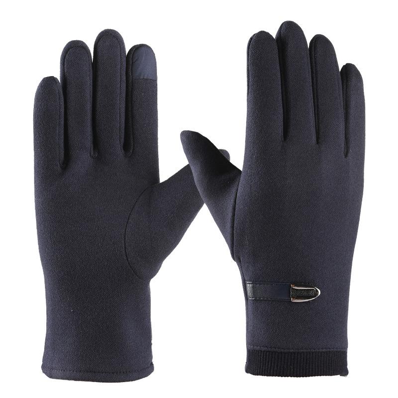 Warm Gloves Three-line Rabbit Velvet Men and Women's Fashionable Touch Screen Cold Proof Plus Velvet Outdoor Cycling Autumn and Winter Gloves