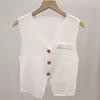 Women  Neck Knitted Vest French Retro Slim Single Breasted Sleeveless Top Trendy Soft Layer For All Occasions