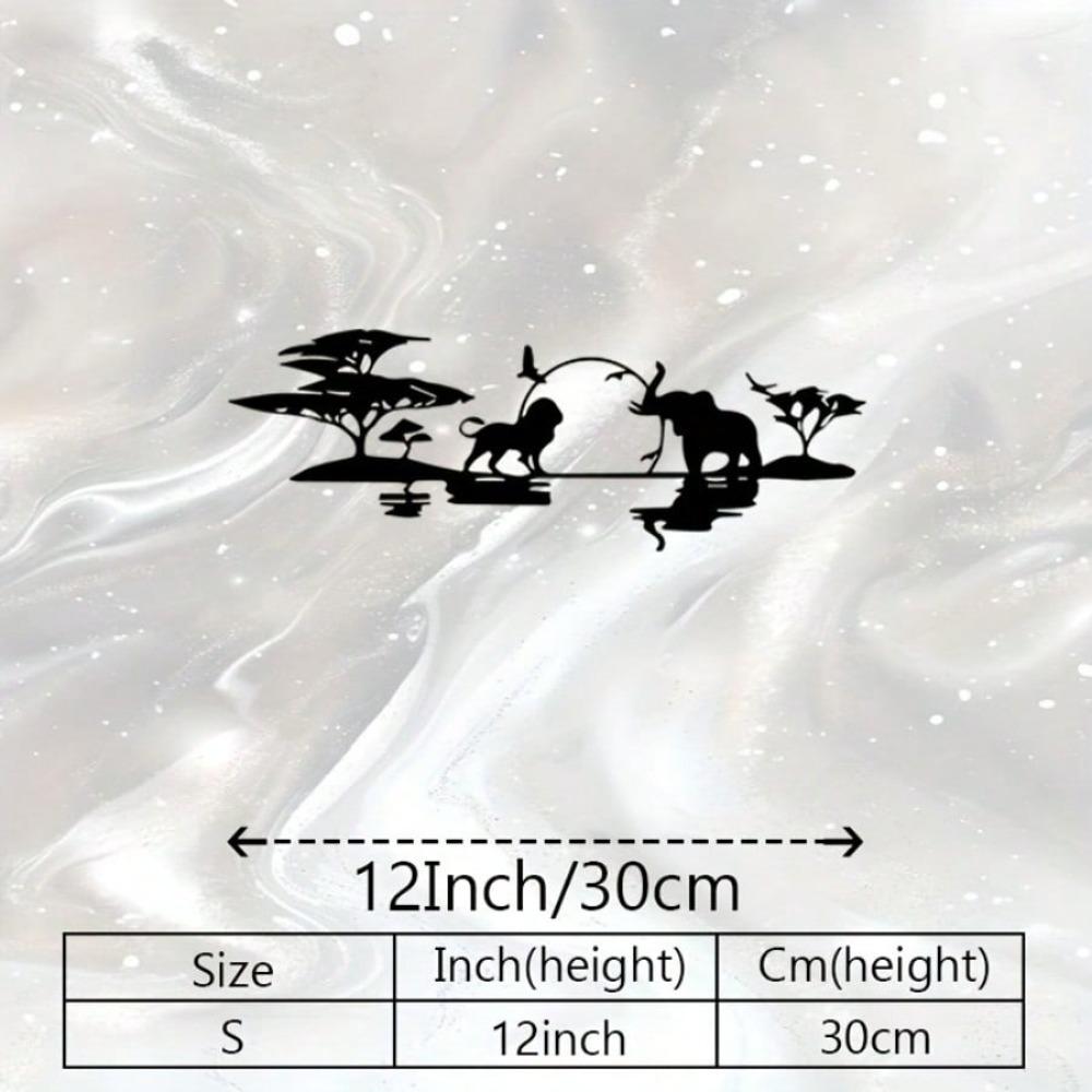 African Wildlife Metal Wall Art with Elephant Giraffe Zebra Unique Gift Balcony Decor