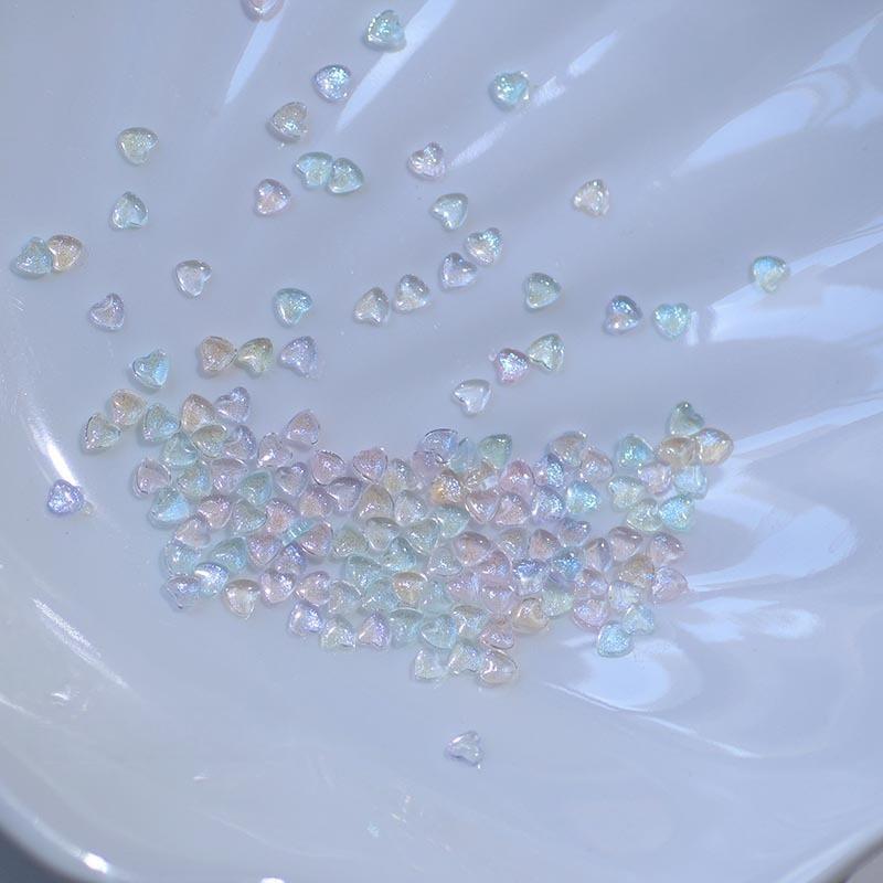 

Internet Celebrity Ice Transparent Love Jewelry, Gilt Laser Aurora, Peach Hearts, Small Fresh Glitter Nail Decoration