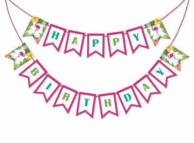 Inkdotpot Geburtstagsparty Dekorationen Happy Birthday Party Girlande Baby Mädchen Tropische Wimpelkette Banner