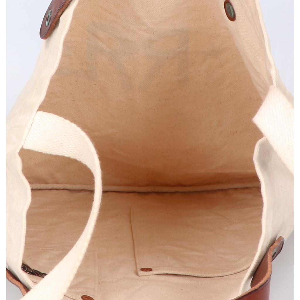 RRL Logo canvas leather handle 2WAY shoulder bag Tote Bag off whiteUsed