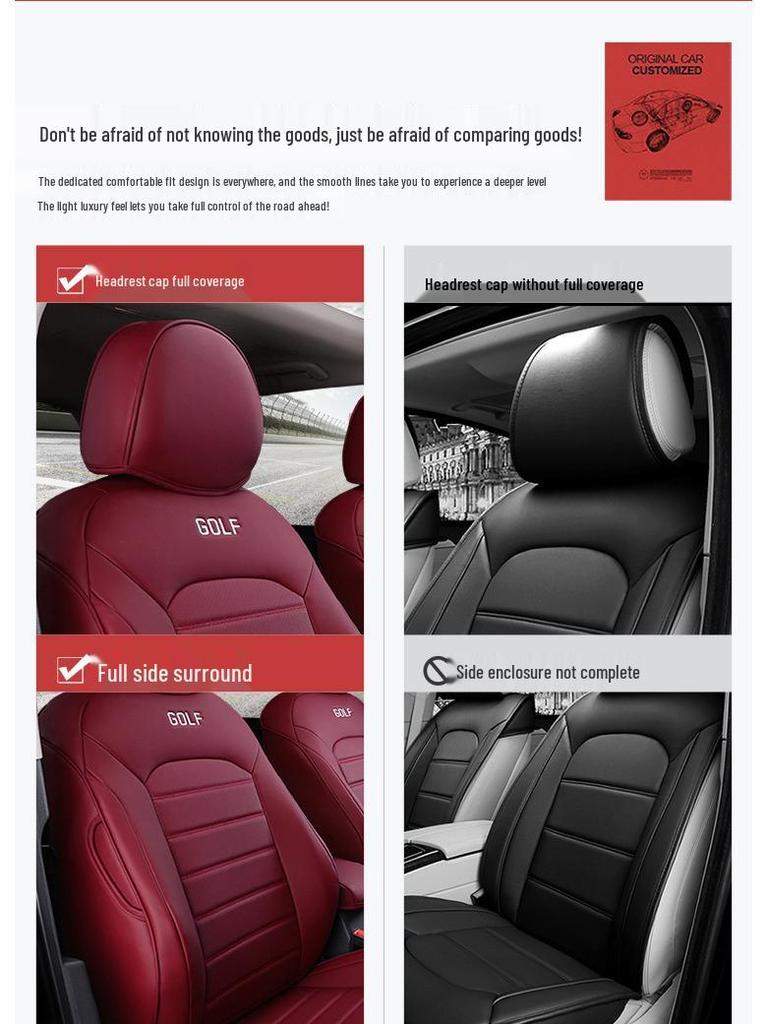Durable Leather Golf Car Seat Cover – Universal Fit for All Seasons, Five-Seat Full Coverage.