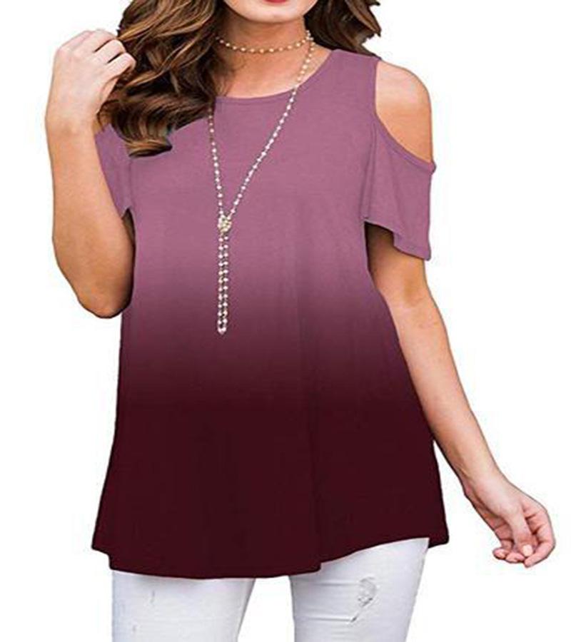 QICED Летний принт с открытыми плечами и коротким рукавом — фото 34