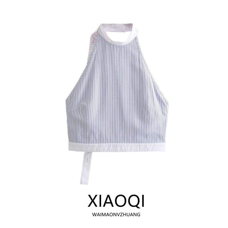 Fashion Style 2024 Spring New Arrival Women's Clothing Stylish All-Matching Striped Poplin Hanging Collar Tops 3152036
