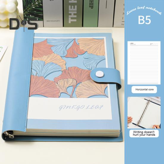 A5 B5 Binder Notebook 120 Pages Artificial Leather Cover Lined Loose-leaf Notebook Metal Snap Personal Journal