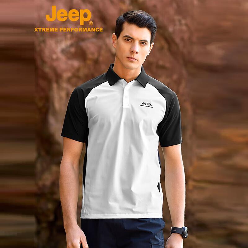 JEEP Men s Spliced Lapel Cool-Touch Short-Sleeve Polo Shirt 3XL