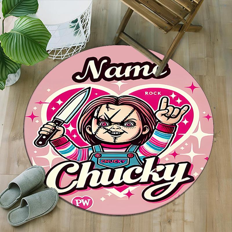 Customizable C-Chucky1 Round Non-Slip Carpet - Ideal for Garden, Picnic, Office, Perfect for Decoration, Suitable For All Seasons