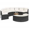 VidaXL Salon de jardin 3 pcs demi-rond noir résine tressée, ensemble de salon de jardin, cadre de salon de jardin, canapé de 3262078