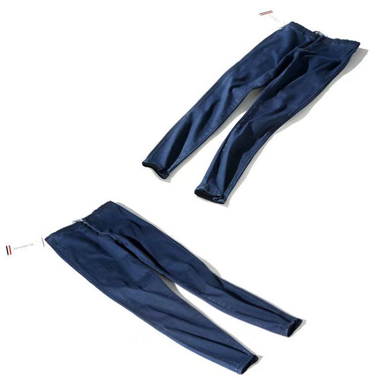 YPFF High-Waist Slim Fit Denim Pencil Pants - European & American Style, High Elasticity, Hip Lifting, Solid Color, Autumn Collection.