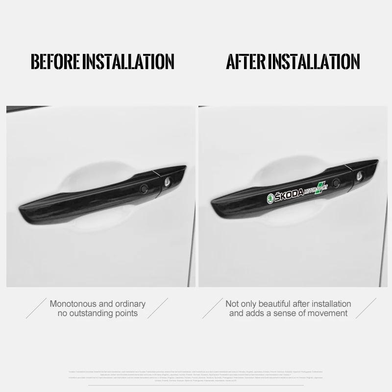 BATA7 4Pcs Skoda Car Badge Sticker, Rearview Mirror & Wiper Decal, Motorsport Logo Sticker for Octavia 3 Fabia Kodiaq Kamiq RS Rapid