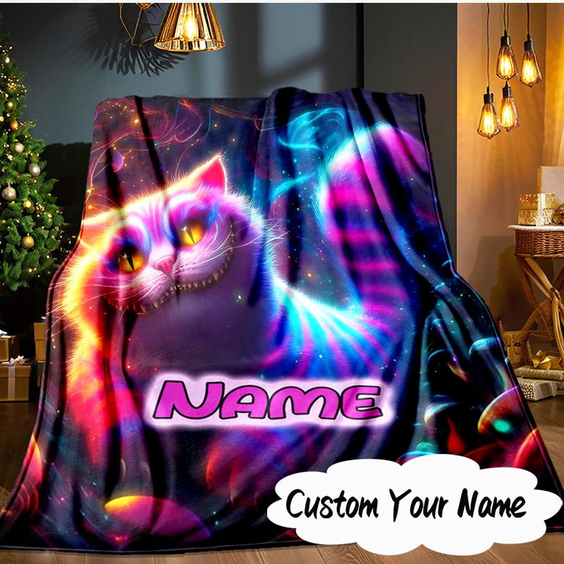 Custom Name che-shire cat Blanket Ideal Bedding Blanket Perfect for Travel, Camping, Living Rooms, Offices, Sofas, Fan Christmas gift