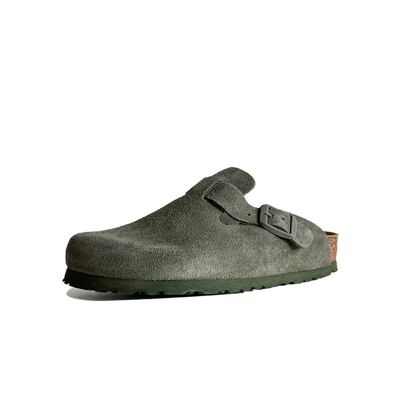 Fashion Muxinfei Genuine Leather Boken Slippers] New Soft Bottom Boken Slippers for Men and Women, Outerwear Boken Half Drag