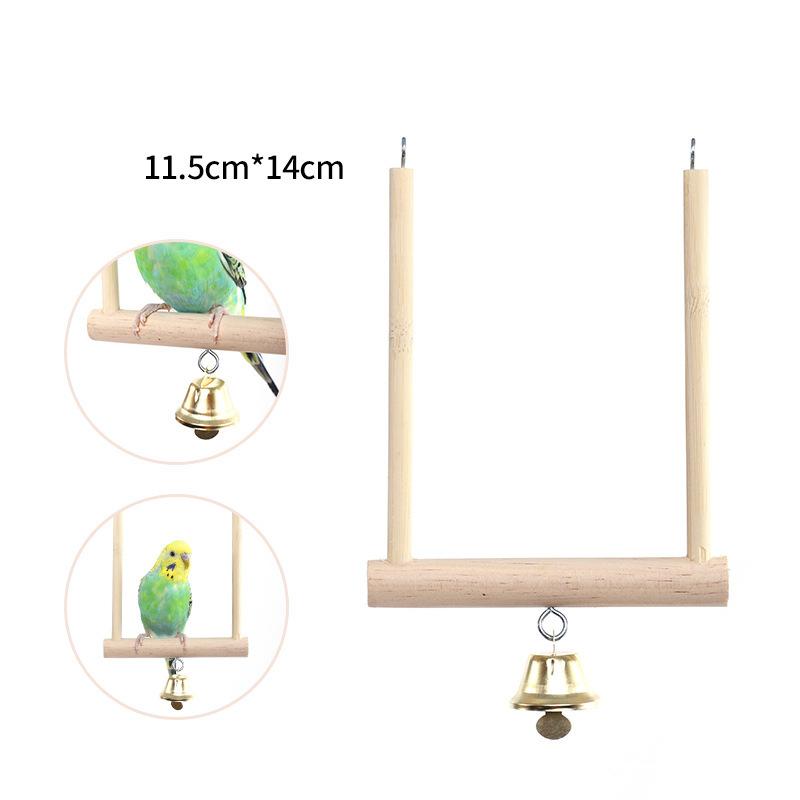 Wood Parrot Toys Bird Toy Cage Bird Accessories Swing Suspension Bridge Ball Cage Bells Pet Supplies Set