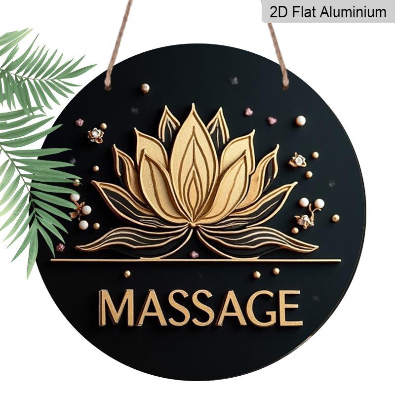 2D Flat 1pc, Massage Round Aluminum Metal Sign, 8x8 in, Suitable for Living Room, Bedroom, Porch and Front Door A Vibrant and Serene Decor, No