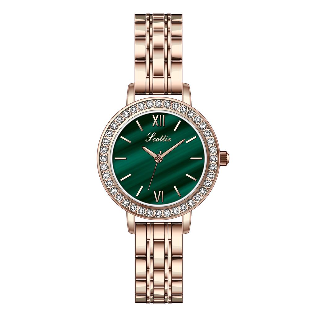 Retro Small Dial Niche Women'S Watch Small Green Watch Waterproof Leather Strap Watch Women