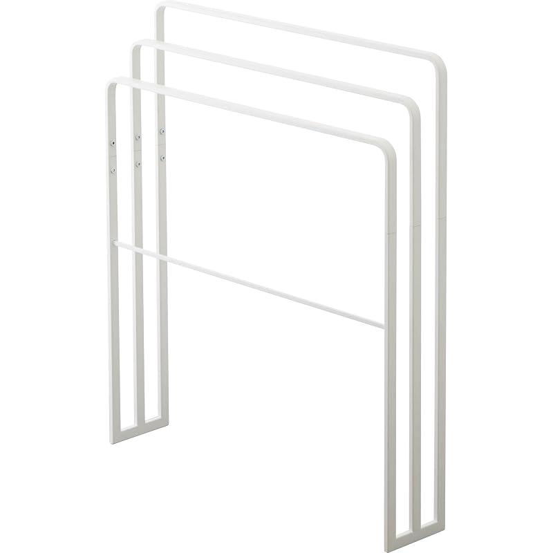 Yamazaki (Yamazaki Industries) 3-Tier Bath Towel Hanger, White, Approx. W70 X D14 X H81cm, Easy To Hang, Can Dry Large Towels, 4979