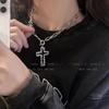Retro Tin Foil Cross Pendant Necklace - Women's Hip Hop Chic Autumn/Winter Accessory in Niche Design.