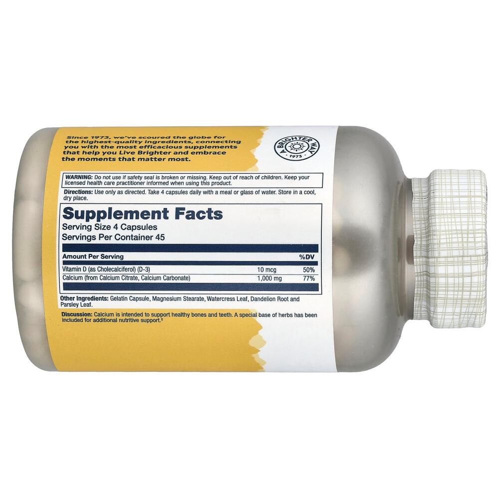 Solaray Calcium Citrate 250mg with Vitamin D3, 180 Capsules