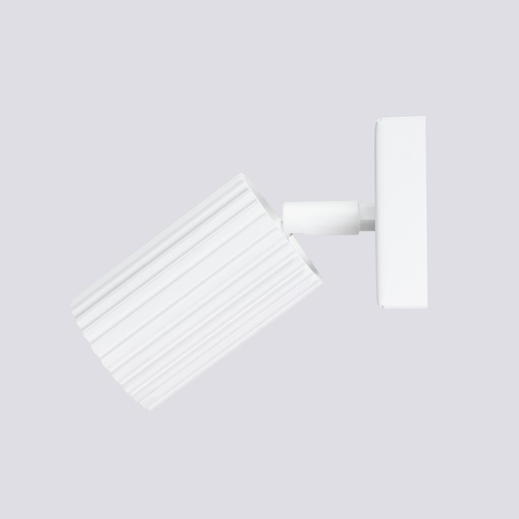 Modern white wall sconce, movable fluted spotlight for bedroom, reading, 1xGU10 10W KARBON, Sollux Lighting