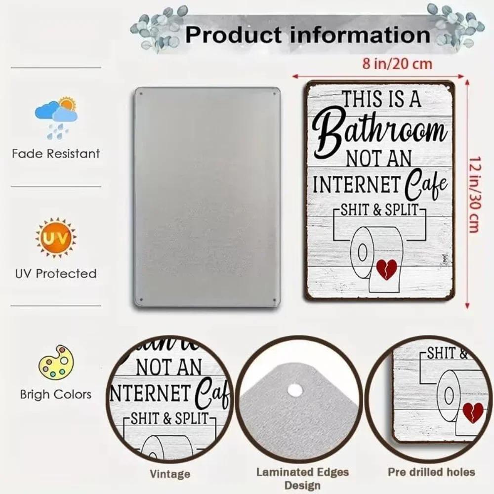 Funny Bathroom Toilet Decor Sign Bathroom Rules Quotes Wall Art Vintage Tin Sign Retro Style Home Decor for Bathroom Wall Art