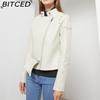BITCED Studded Fashion Stand Collar Leather Jacket for Women - Solid Colour Spring/Autumn Outerwear - Studded Leather Jacket