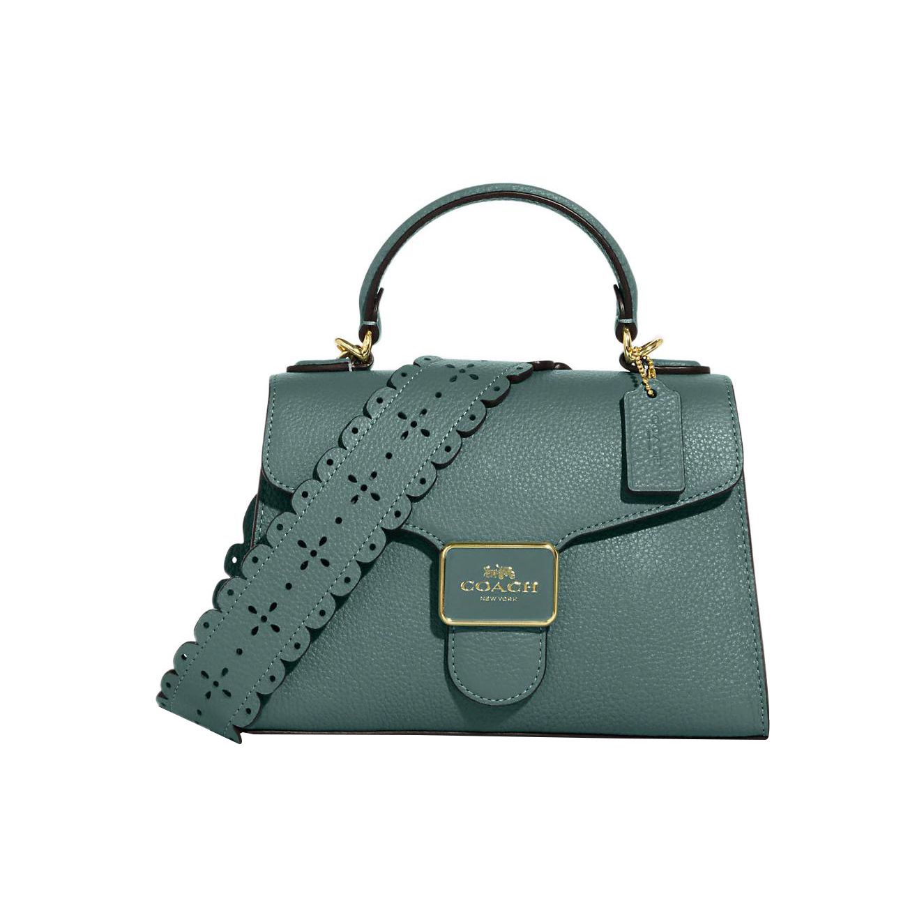 

Coach Pepper 22 Classic Hollow Wide Shoulder Strap Flap Bag Women Handbag Morandi-Color Ink-Green CA234-IMMAR Basic Set (Bag+Dust Bag)