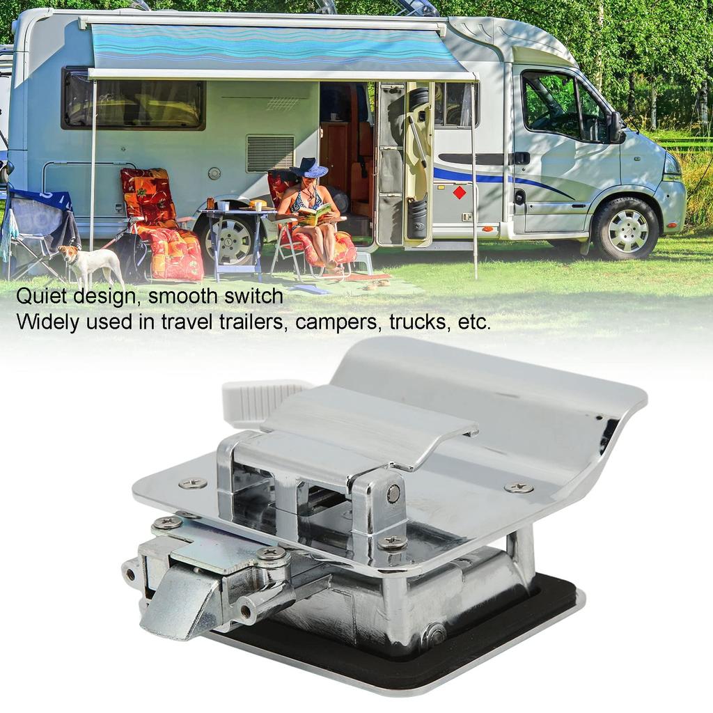 EBTOOLSRV Entrance Door Lock with Safety Aluminum Alloy for Travel and Transporters Latch, Built-in Deadbolt, Campers, Trailers, Trucks, RVs, (Chrome)