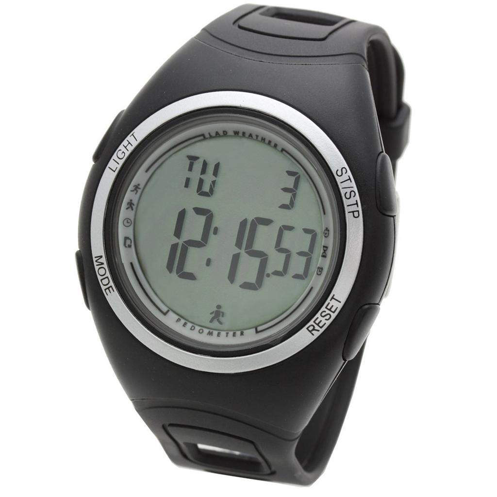 LAD WEATHER Walking Watch with Pedometer and Stopwatch, Sports and Outdoor Watch, lad011 (Black)