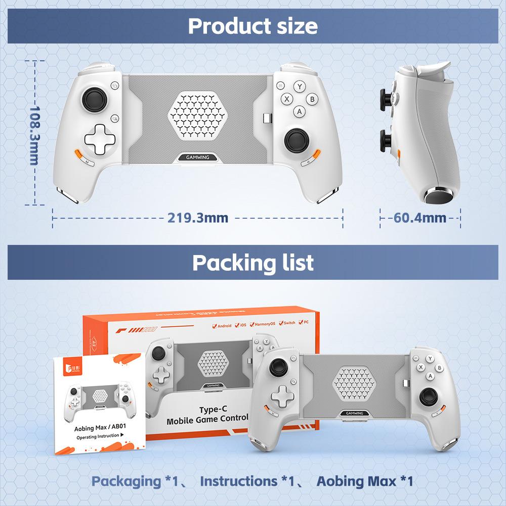 Herní ovladač pro mobilní telefon Gamepad Joystick Typ-C Kabelový & BT Kompatibilní s Androidem, iOS pro řadu iPhone 15