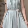 Dress Belt Belt, Floral Decor Slim Fit Waistband with Adjustable Knot Buckle, Camellia Flower Pattern Thin Waist Cincher