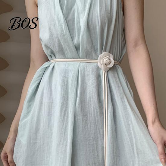 Dress Belt Belt, Floral Decor Slim Fit Waistband with Adjustable Knot Buckle, Camellia Flower Pattern Thin Waist Cincher