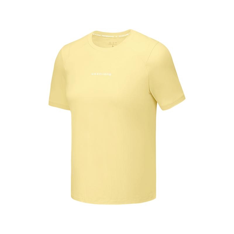 Skechers Comfortable Soft Round Neck Short Sleeve Breathable T-Shirt Women tops Light-Banana-Yellow P225W157-01UP S