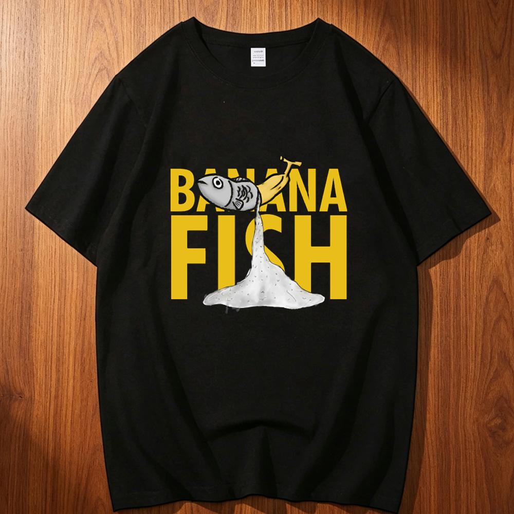 Banana Fish Cotton Tshirt Unisex Korean Clothes Colorful Graphic Trendy Gothic Tshirt Hip Hop Aesthetic Pop Culture Grunge Pastel