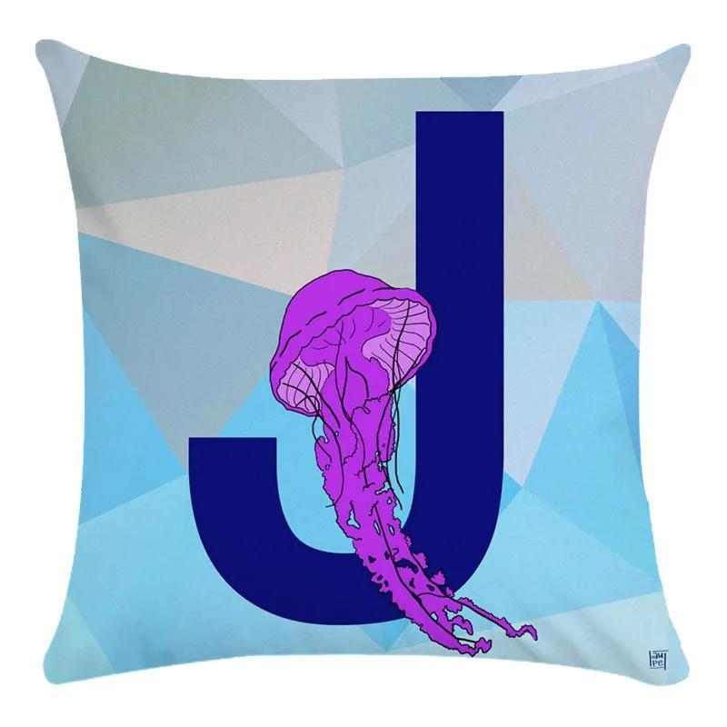 Animal Print Pillowcase Cushion Cover Super Soft Peach Skin  Fashion Blue Letter