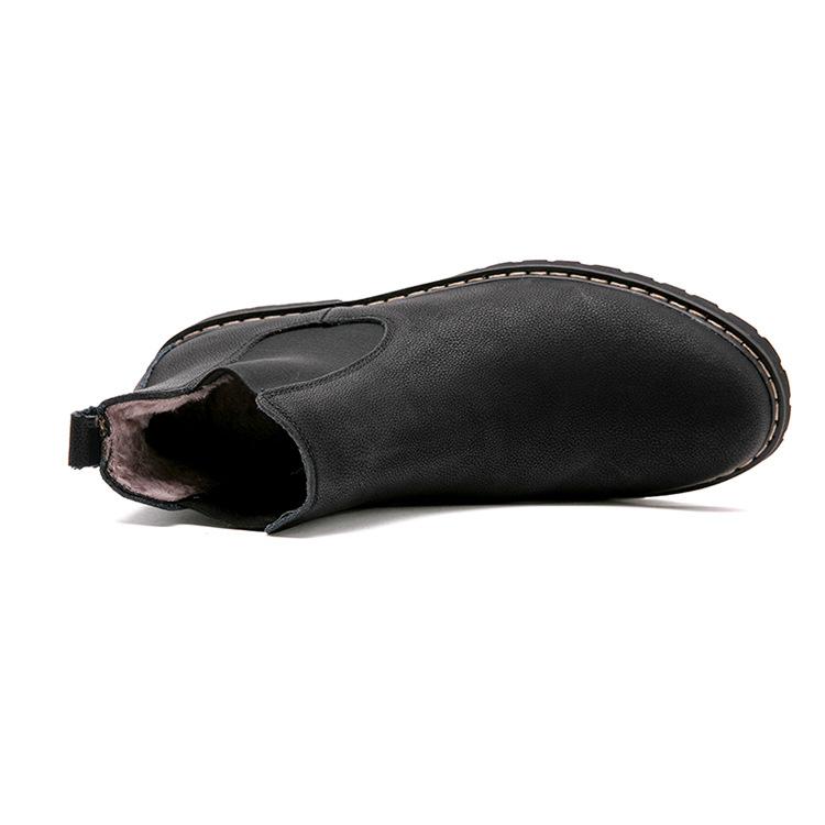 Chelsea Boots Men Winter Shoes Black Split Leather Boots Mens Footwear Warm Plush Fur Winter Boots For Men Zapatos Hombre 35