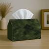 2D Flat, 1 Geometric Textured Tissue Box - Green Woven Design, Durable Fabric Multi-functional Decorative Storage Box, Suitable for Kitchen and Living
