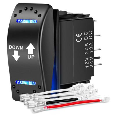 Nilight Polarity Reverse DPDT 20A Momentary Rocker ON OFF ON 12V 24V Toggle Switch with Jumper Wire for Controlling Motors for and Linear Down-Up
